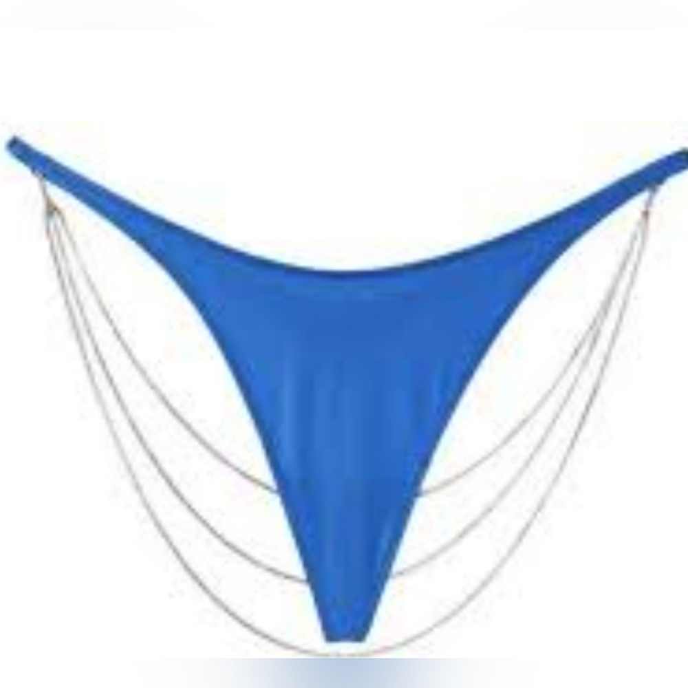 NWT Victorias Secret Blue V String Bikini With Chain M